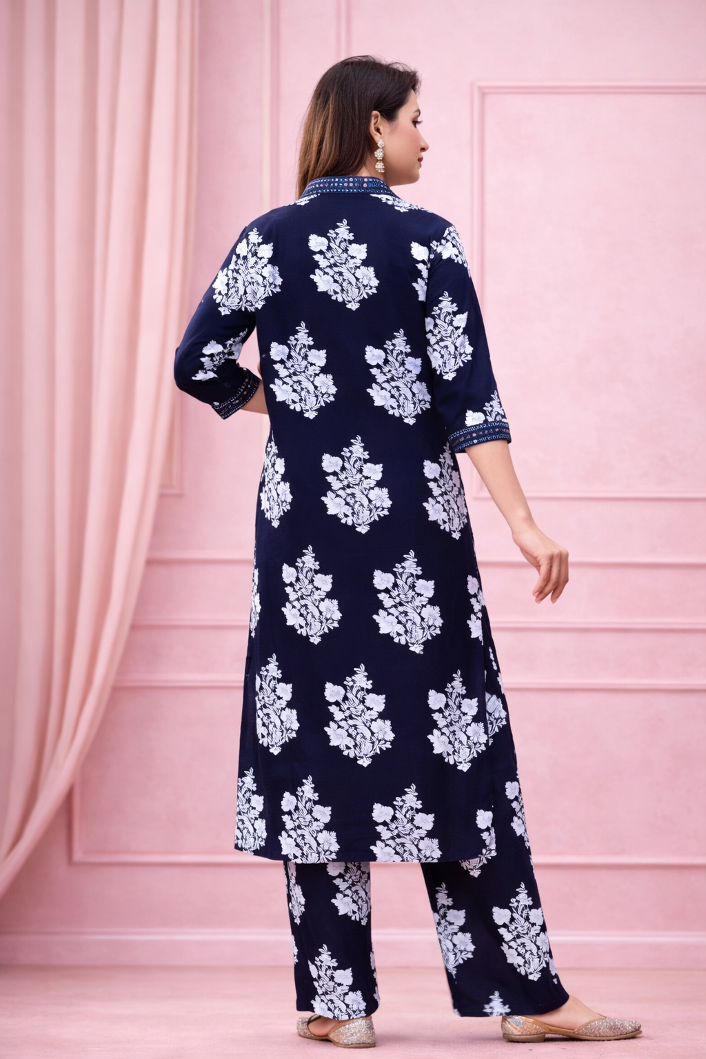 printed kurti with palazzo blue printed kurti with palazzo blue
