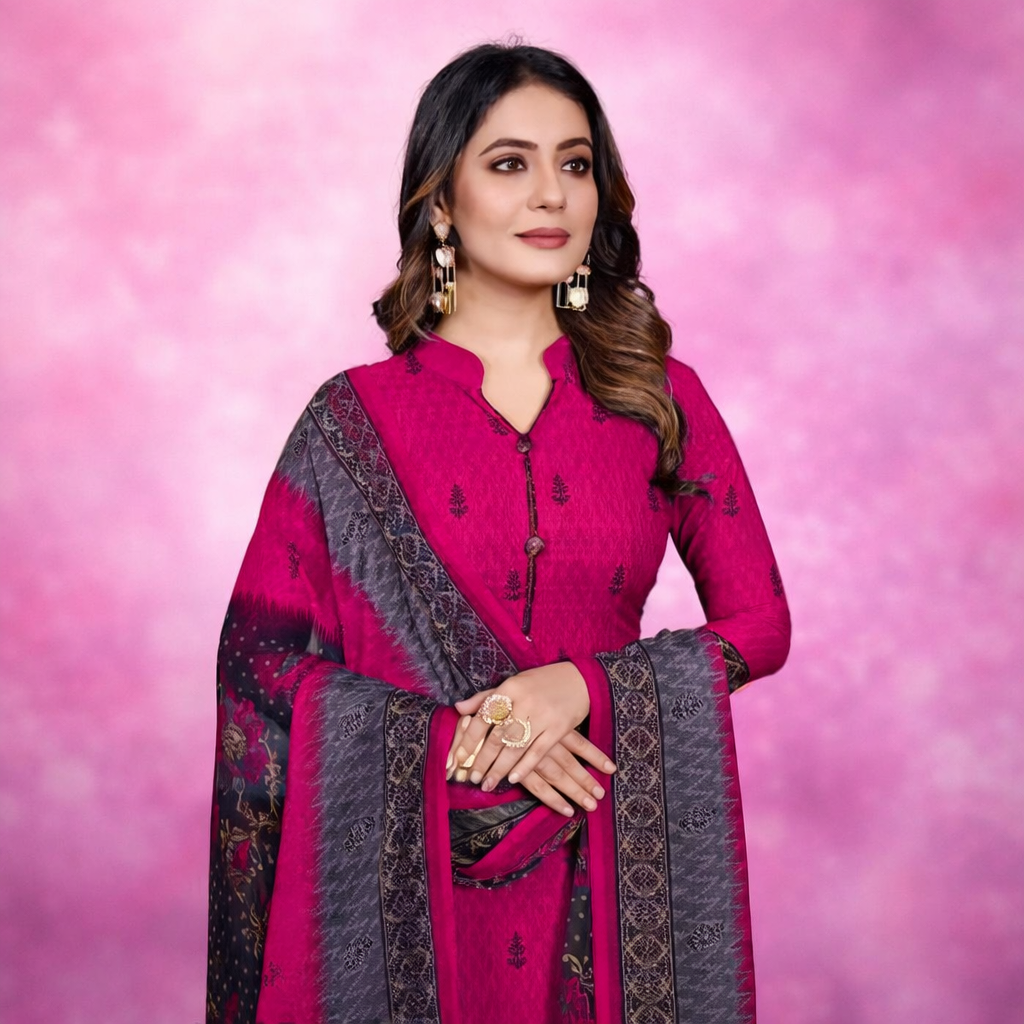 cotton printed stitched salwar suit with dupatta set cotton printed stitched salwar suit with dupatta set