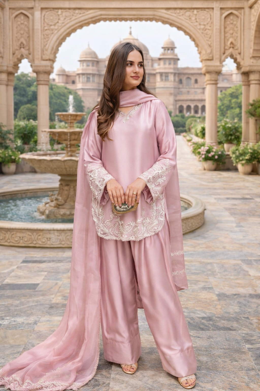 natural crep silk top bottom and dupatta set fully stitched ready to wear natural crep silk top bottom and dupatta set fully stitched ready to wear