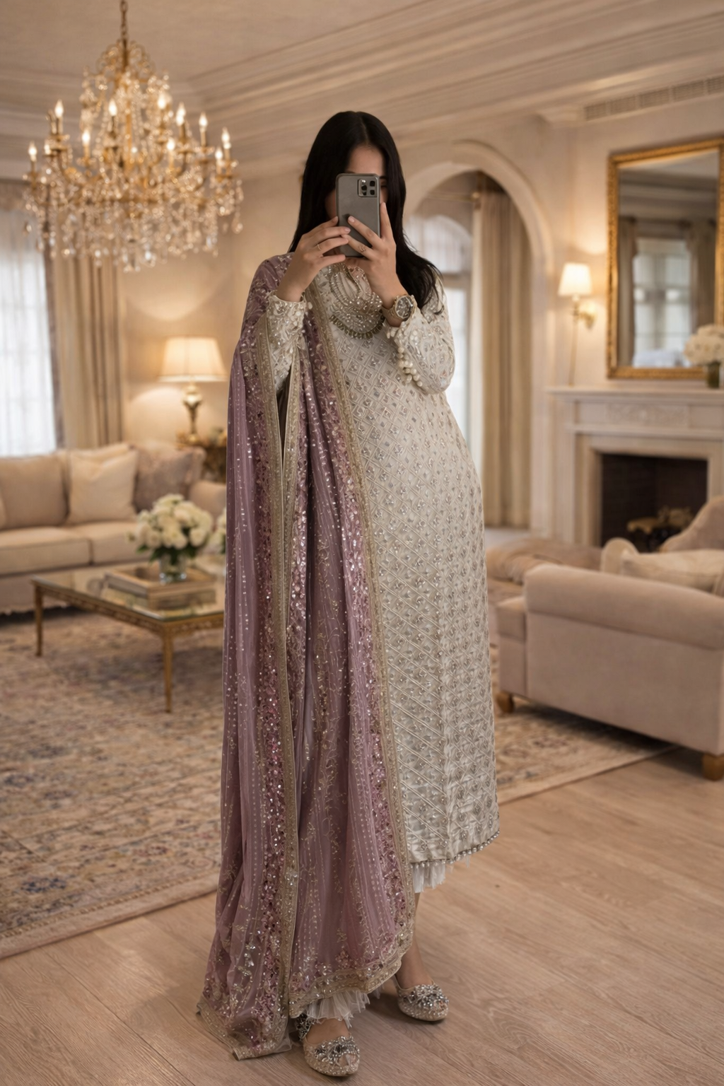 georgette embroidered kurta with pant and dupatta georgette embroidered kurta with pant and dupatta