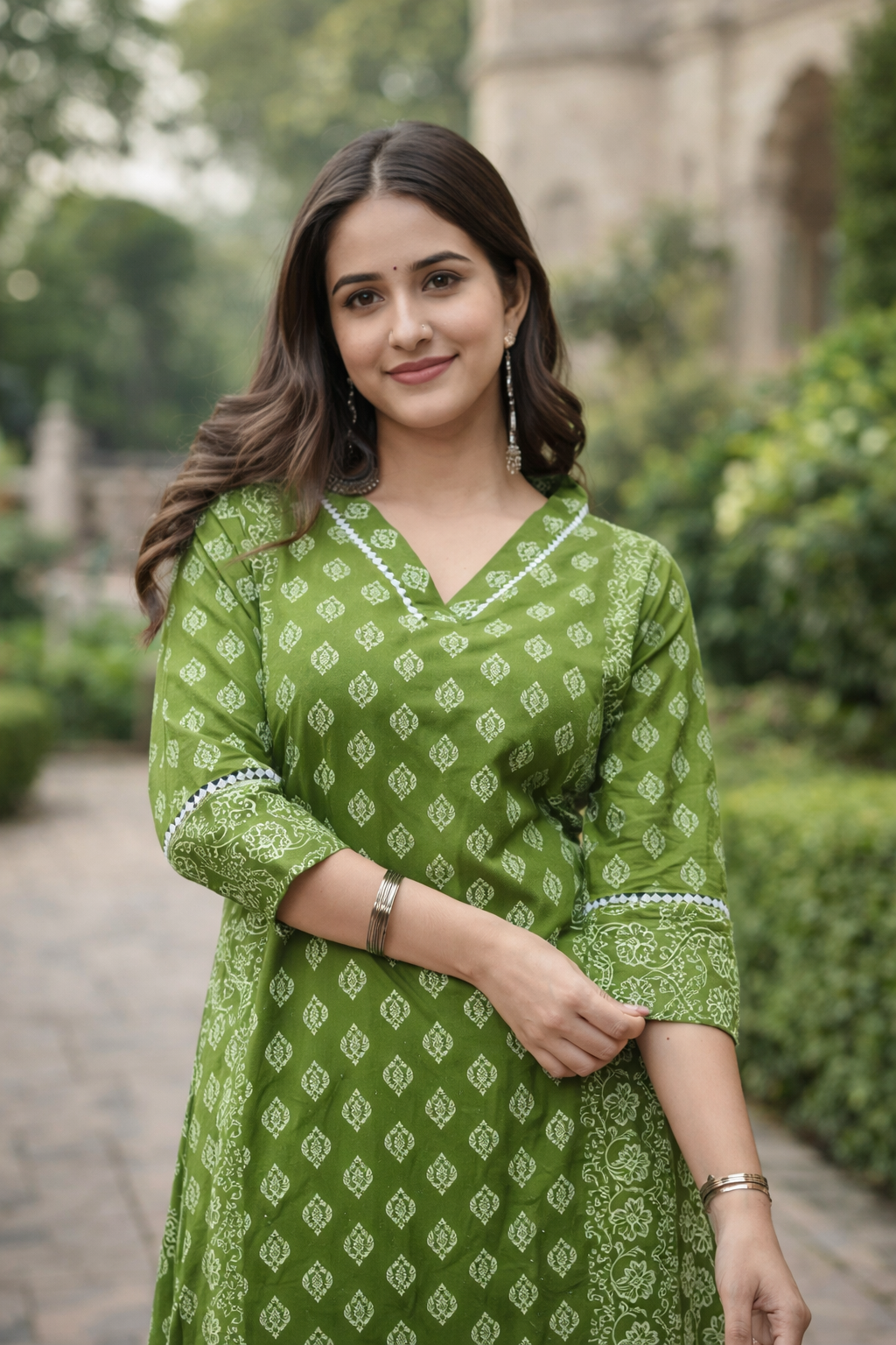 lace work green kurta pant set lace work green kurta pant set